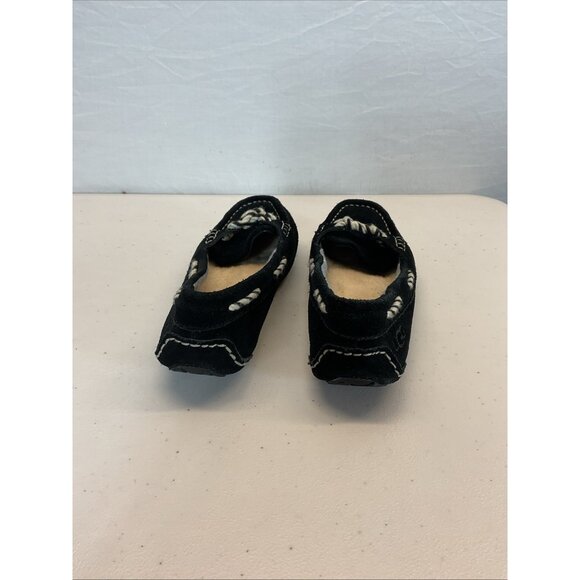 UGG Genoa Moccasin Shoes Women's 6 Black Suede Shearling Driving Loafer Slippers - Picture 5 of 10